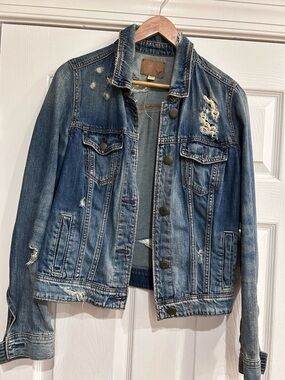 American Eagle Outfitters Distressed Blue Denim Jacket
